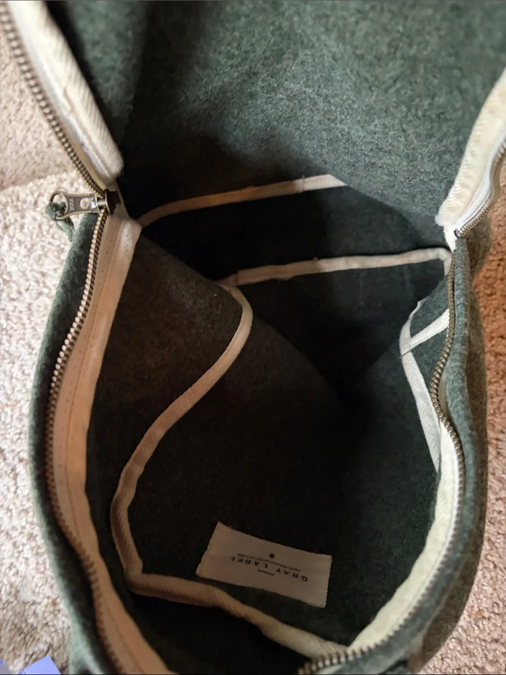 Gray Label Kids Wool Felt Backpack in moss